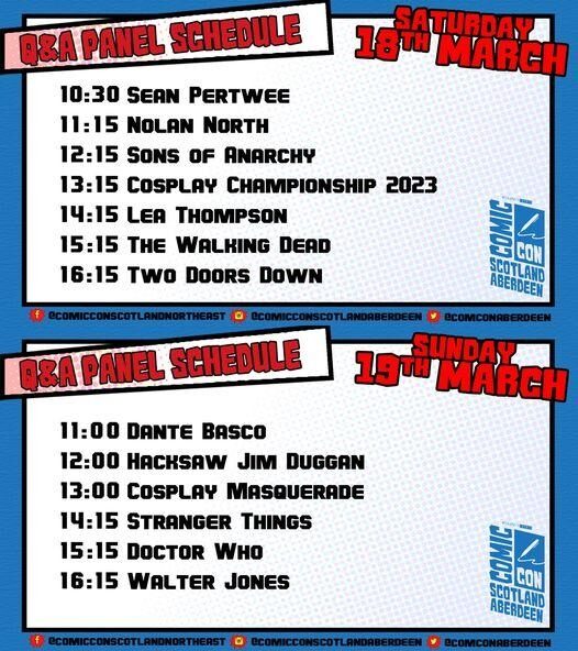 Comic Con 2023 Schedule